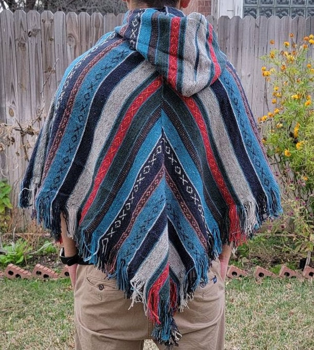 Namaste Aztec Styled Handmade Beautifully Crafted Hippie Comfy One Sized Cozy Baja Poncho Winter/Autumn/Spring Unisex Cotton Pullover.