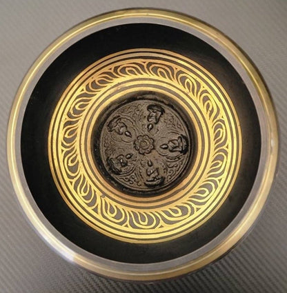 Namaste 7" Five Dhyani Buddha’s carved Etched Singing Bowl with Mallet