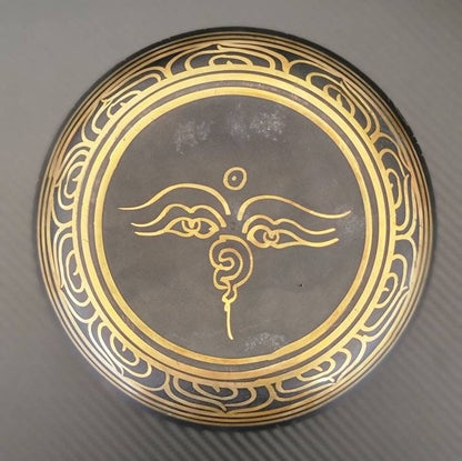 Namaste 7" Five Dhyani Buddha’s carved Etched Singing Bowl with Mallet