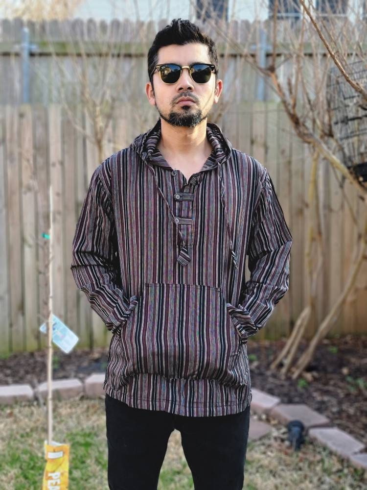 Namaste Holiday Unisex Striped Handmade Nepalese Hoodie.