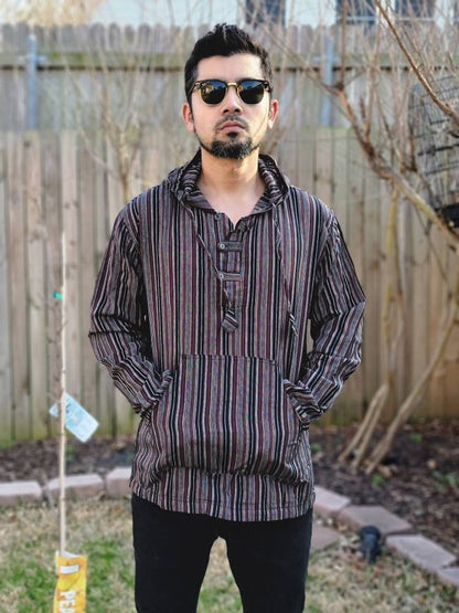 Namaste Holiday Unisex Striped Handmade Nepalese Hoodie.