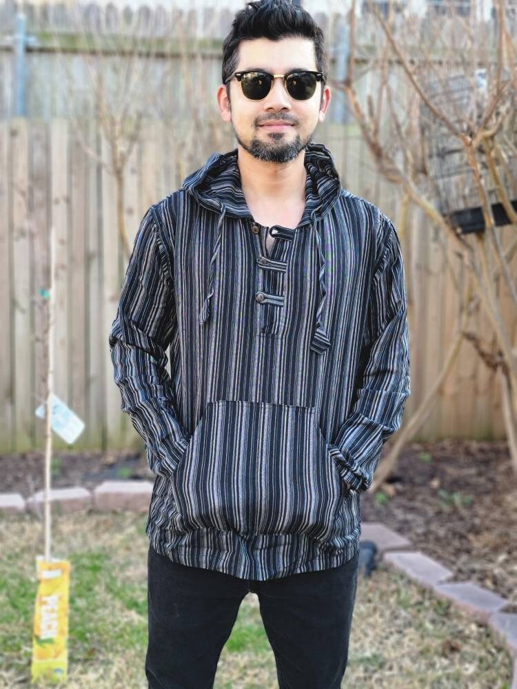 Namaste Holiday Unisex Striped Handmade Nepalese Hoodie.