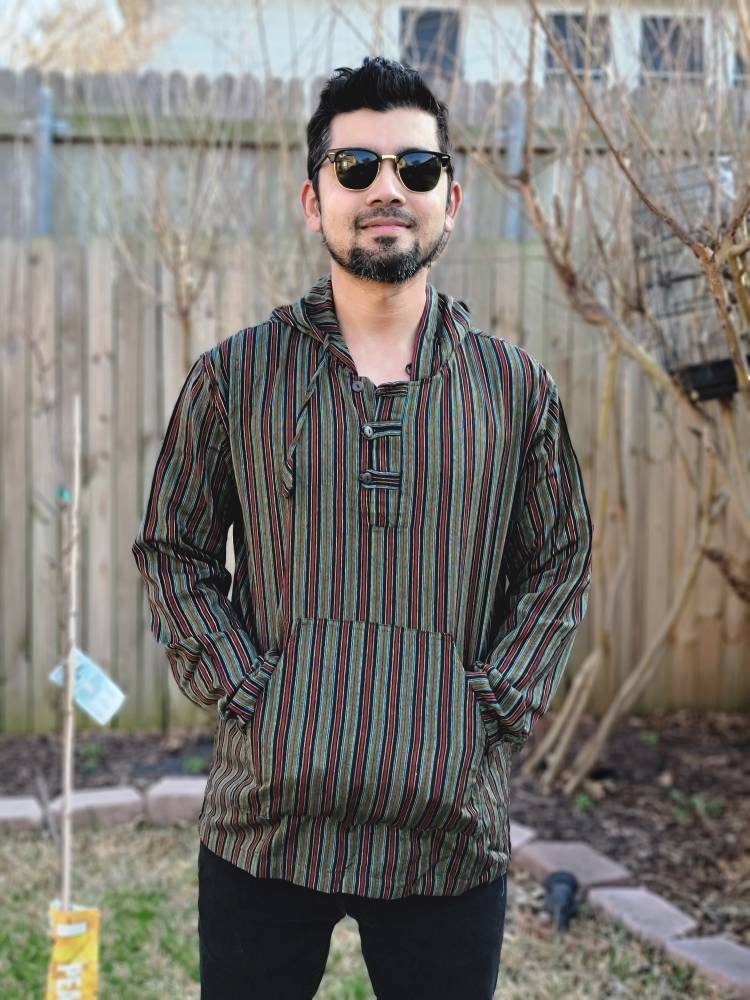 Namaste Holiday Unisex Striped Handmade Nepalese Hoodie.