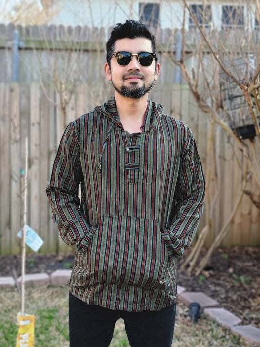 Namaste Holiday Unisex Striped Handmade Nepalese Hoodie.
