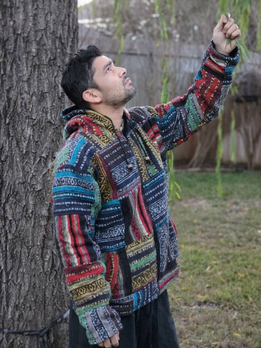 Namaste Aztec Styled Unisex Organic Fleecelined Winter Handmade Comfortable Warm Jacket