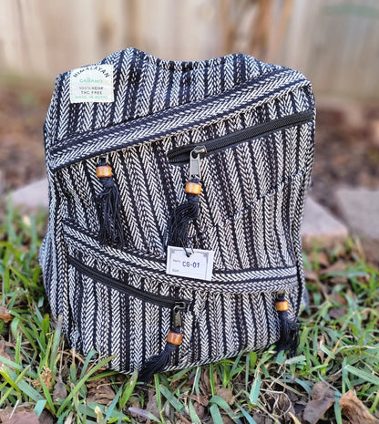 Namaste Fashionable Unisex Multicolor Natural Hemp Handmade Organic Vegan Eco-Friendly Backpack.