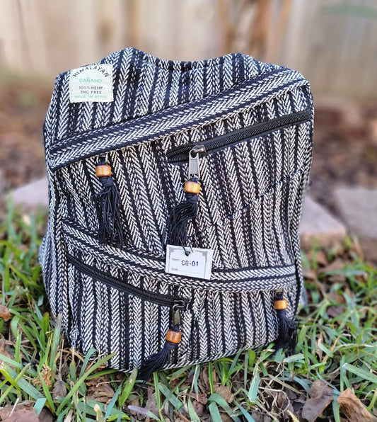 Namaste Fashionable Unisex Multicolor Natural Hemp Handmade Organic Vegan Eco-Friendly Backpack.