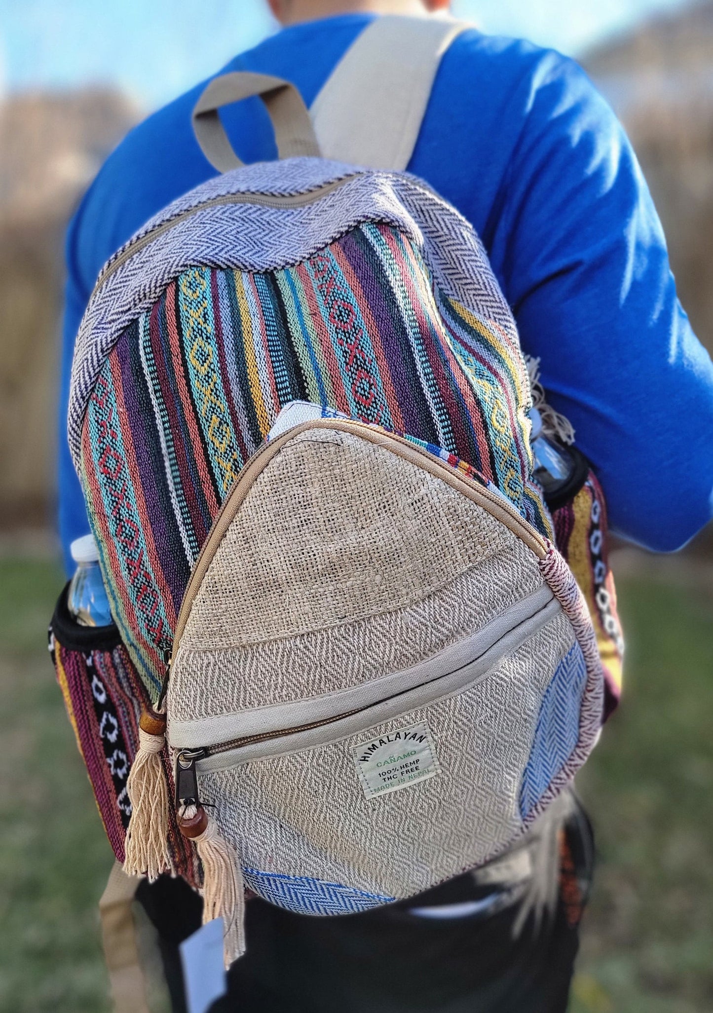 Namaste Natural Hemp Fashionable Nepali Unisex Handmade Organic Vegan Eco-Friendly Backpack.