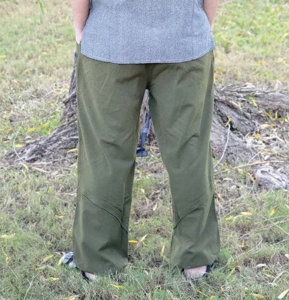 Namaste Handmade Stonewashed Fine Cotton Unisex Comfortable Funky Hippie Green and Black Dyed Oversized Trouser