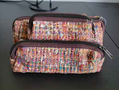 3 Piece Set Toiletry Organic Eco Friendly Handmade Colorful Hippy Pencil Case/Makeup Pouch Bag