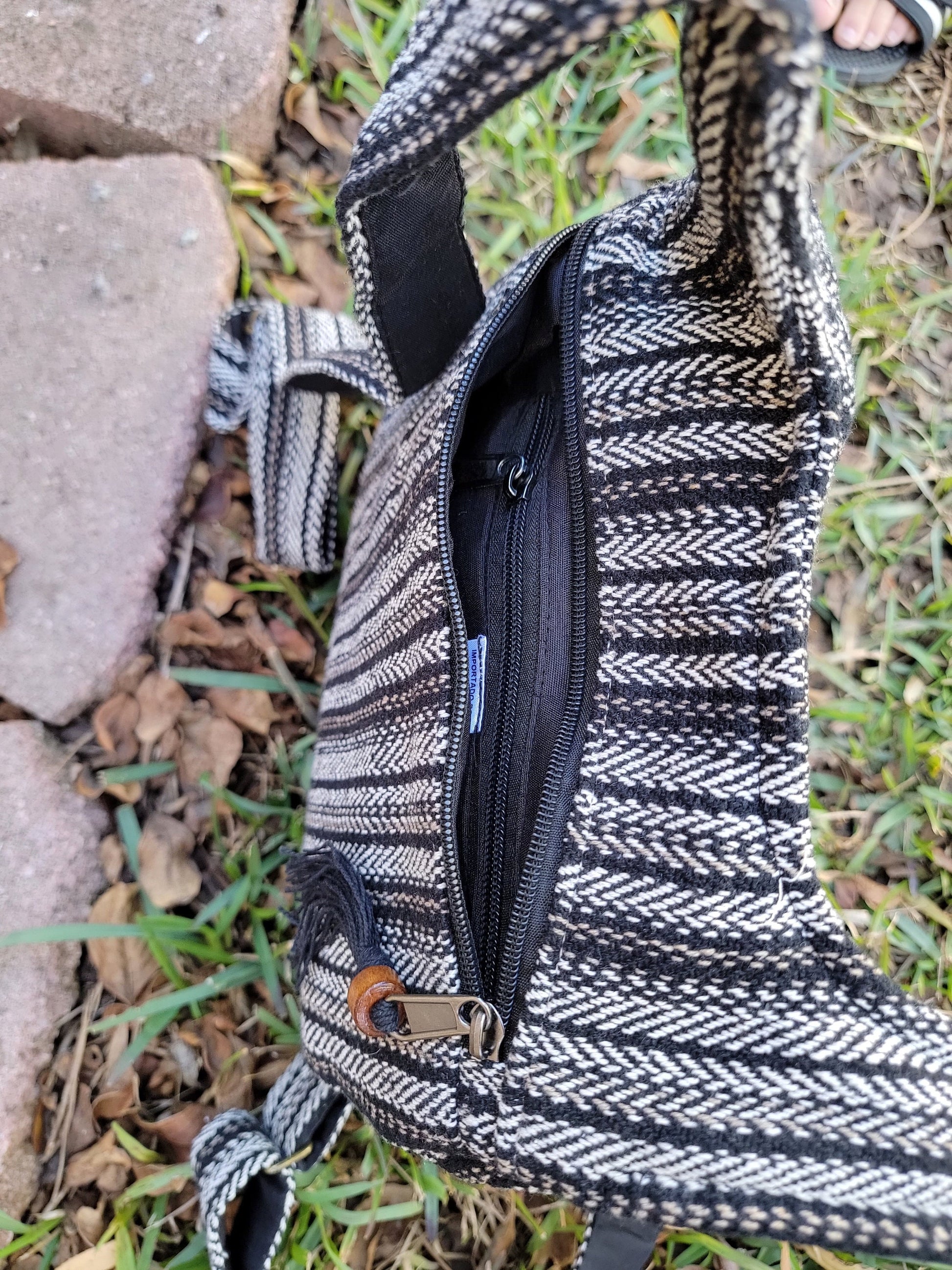 Namaste Fashionable Unisex Multicolor Natural Hemp Handmade Organic Vegan Eco-Friendly Backpack.