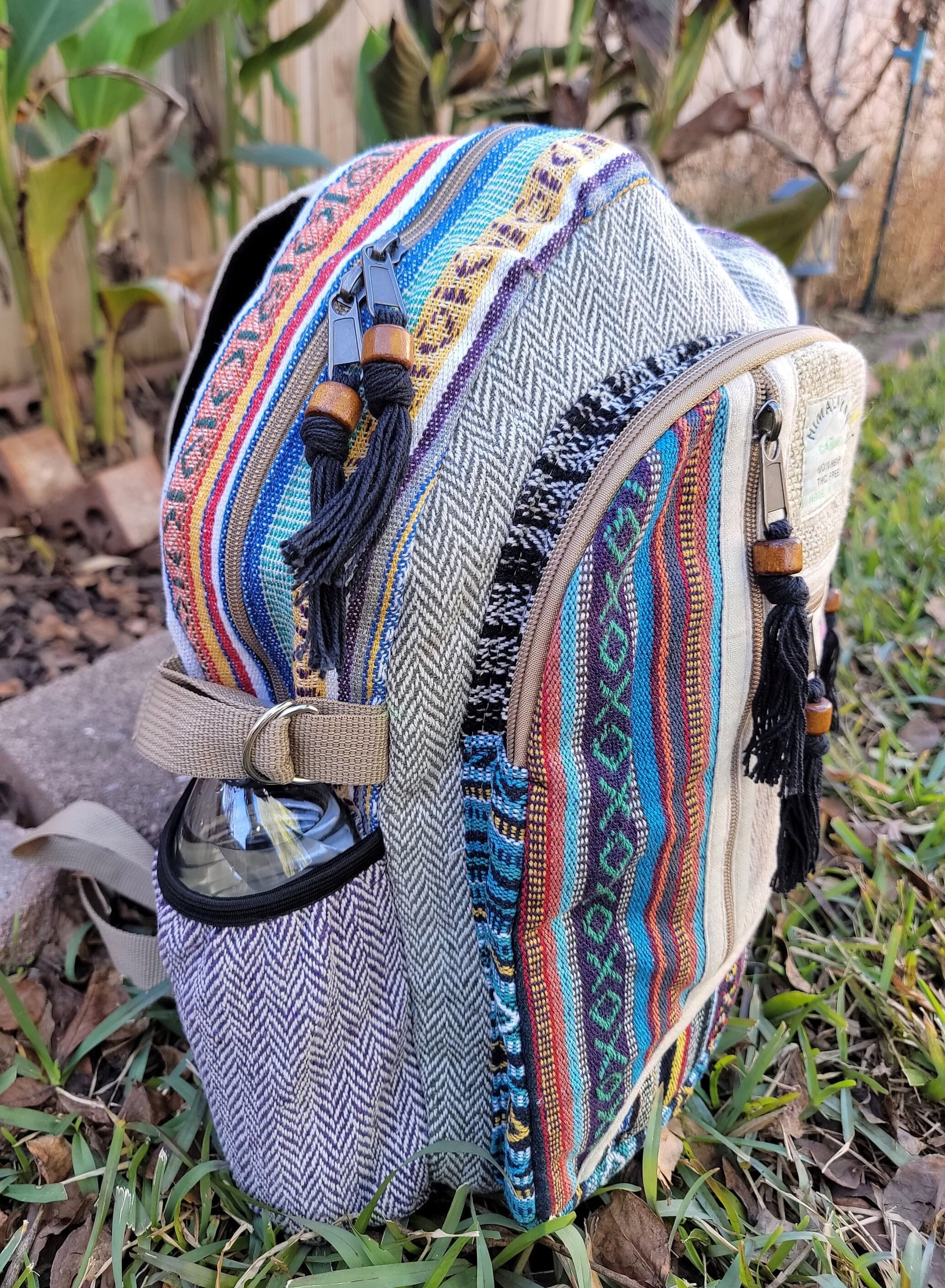 Namaste Natural Hemp Fashionable Nepali Unisex Handmade Organic Vegan Eco-Friendly Backpack.