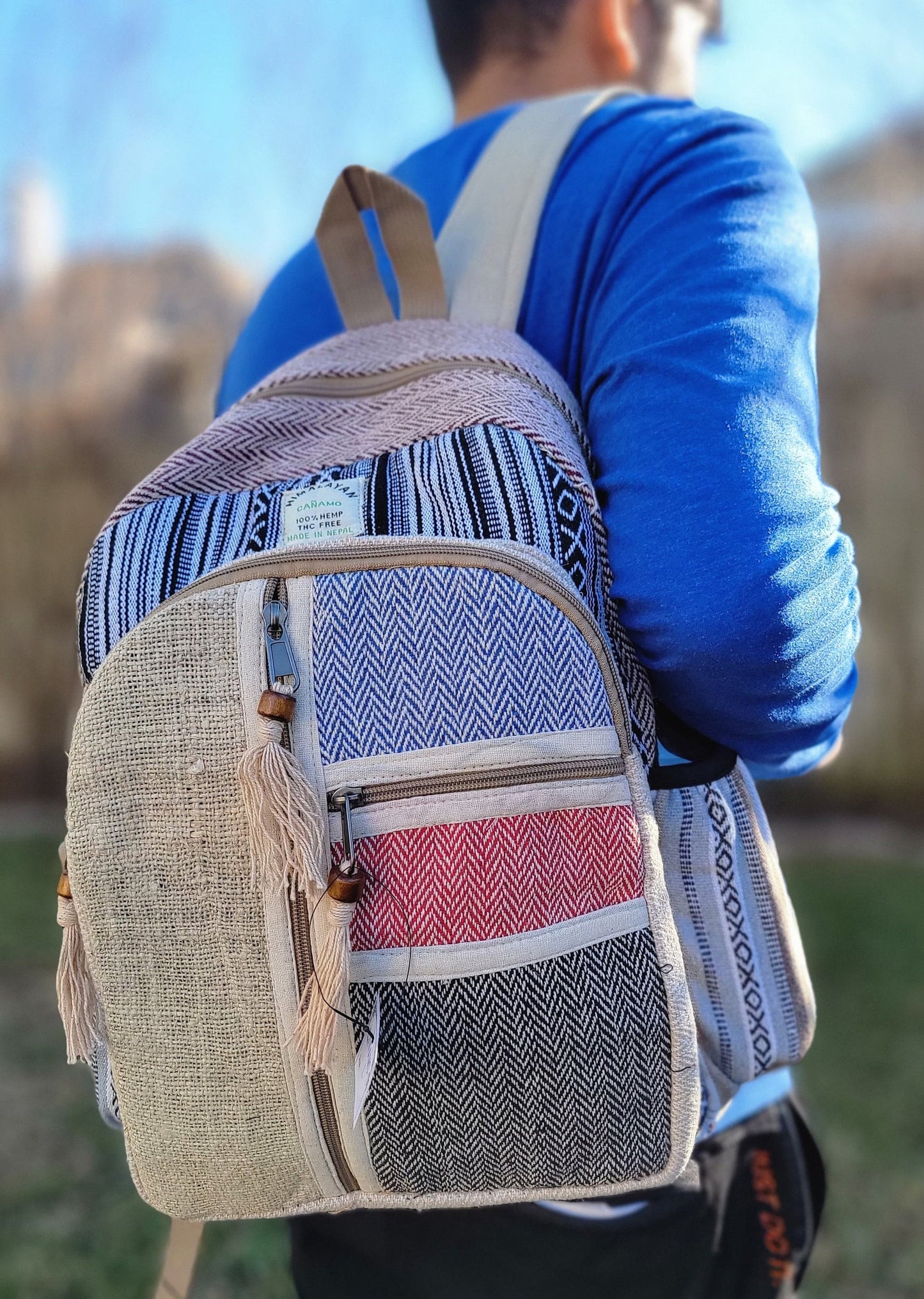 Namaste Natural Hemp Fashionable Nepali Unisex Handmade Organic Vegan Eco-Friendly Backpack.