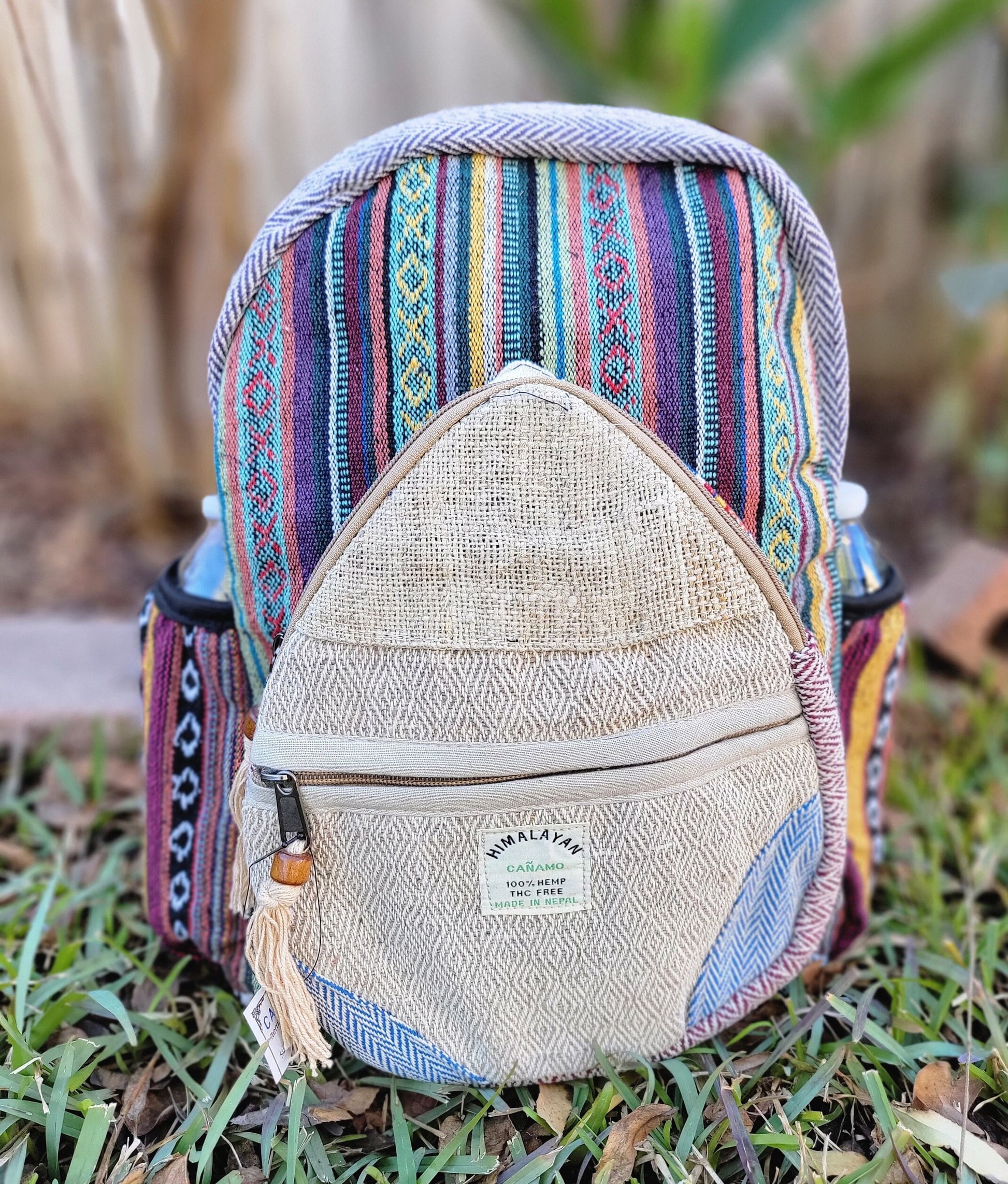 Namaste Natural Hemp Fashionable Nepali Unisex Handmade Organic Vegan Eco-Friendly Backpack.