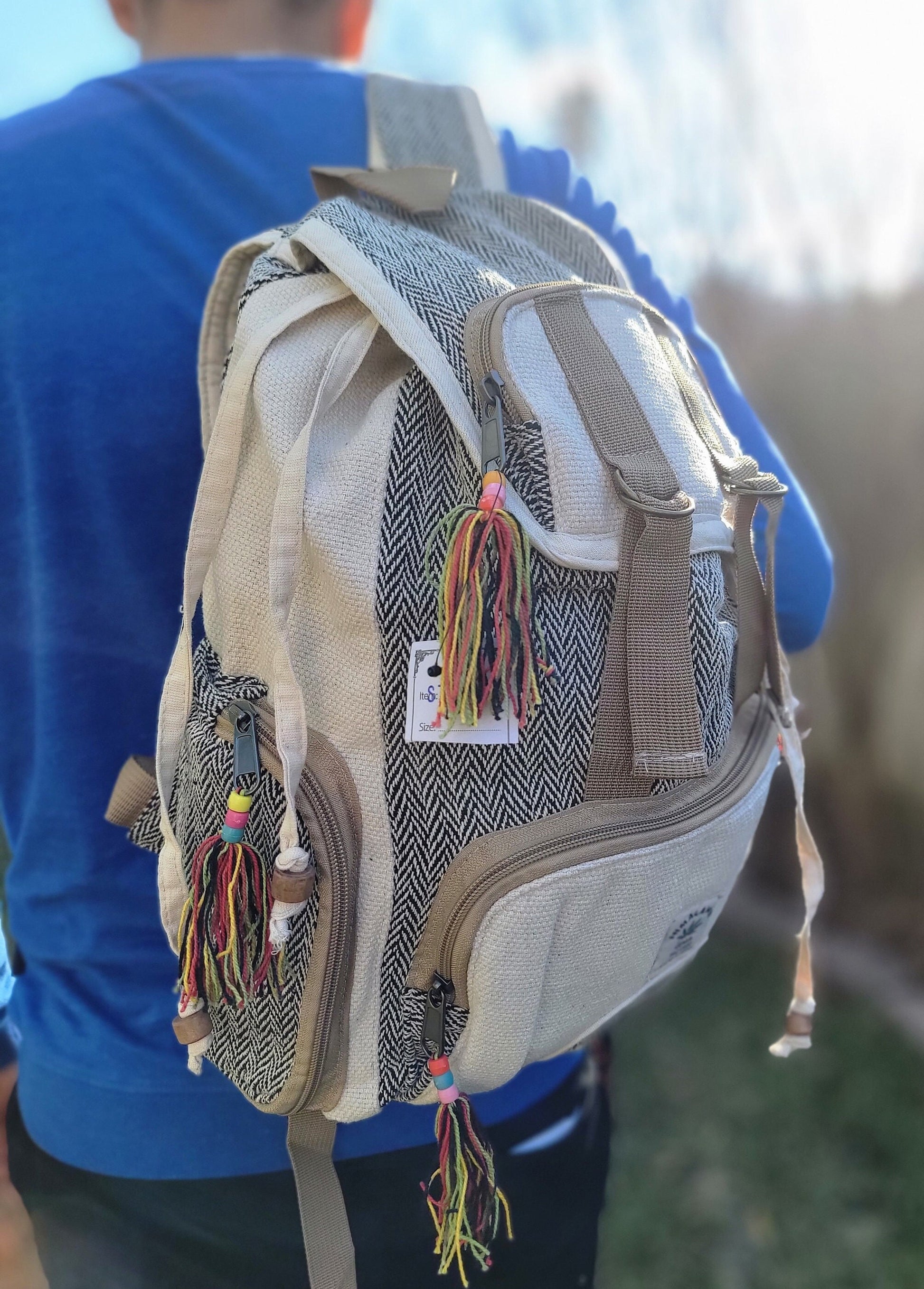 Namaste Natural Hemp Fashionable Nepali Unisex Handmade Organic Vegan Eco-Friendly Backpack.