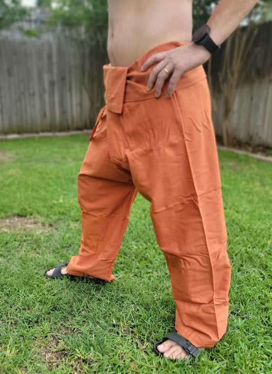 Namaste Handmade Organic Comfortable Cotton Thai Fisherman Pants Trouser Yoga Pant Loose Unisex Khadi Pant Boho Hippie Style Made in Nepal