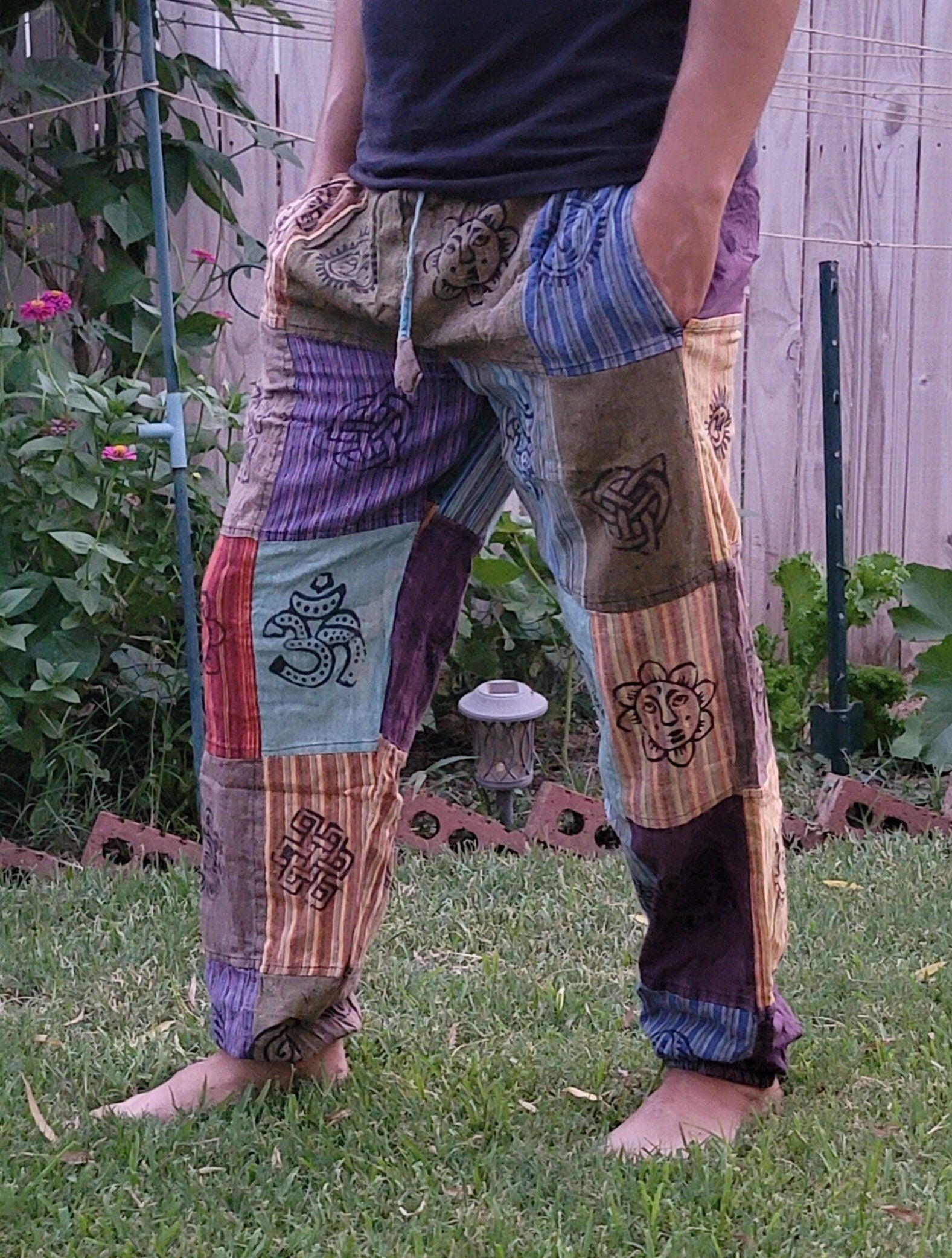 Namaste Fashionable Unisex Multicolor Handmade Hippie Patchwork Colorful Cotton Nepalese Trouser.