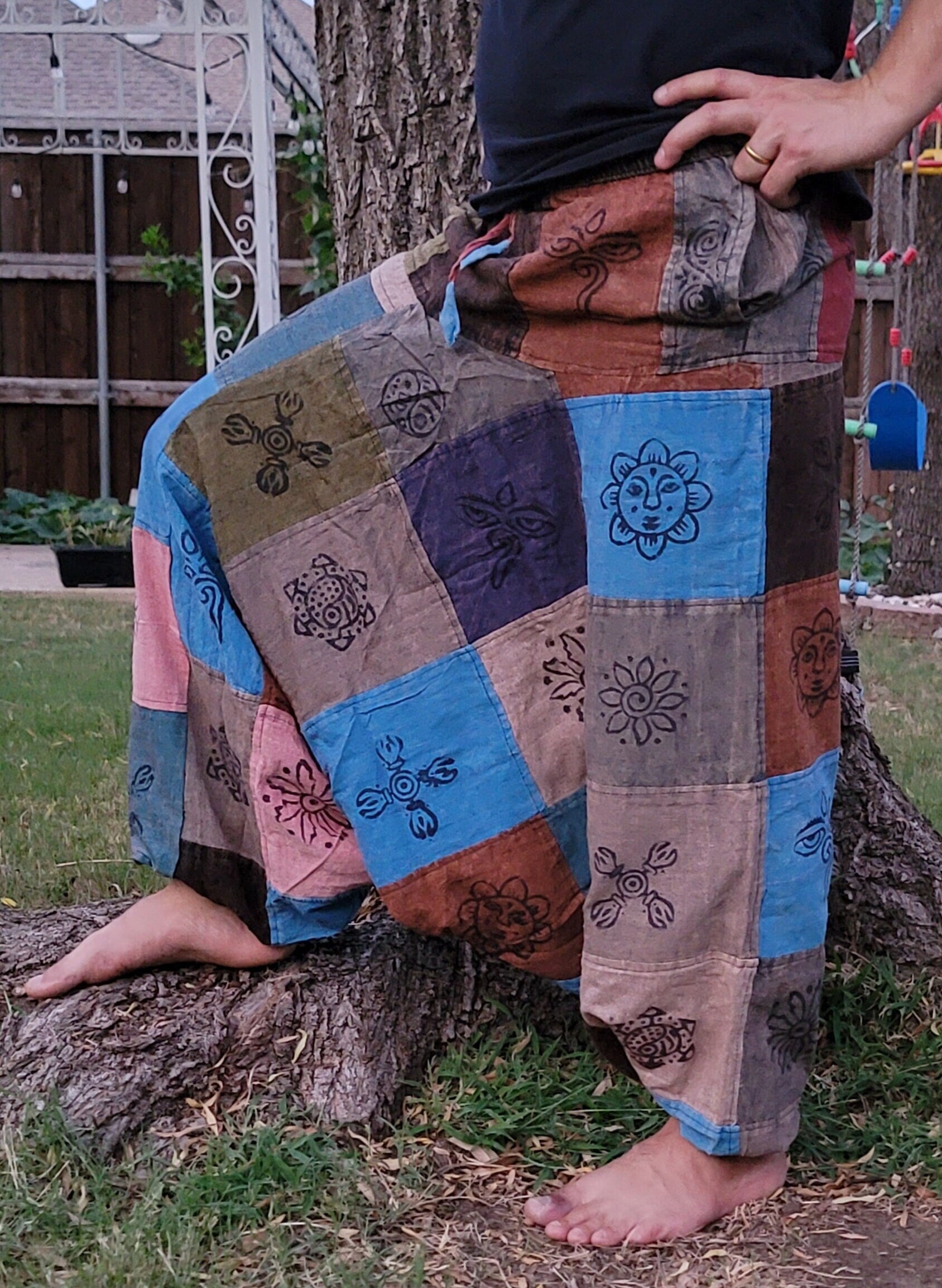 Namaste Fashionable Unisex Multicolor Handmade Unique Prints Stitched Hippie Trunked Cotton Afghan Durable Funky Fine Cotton Trouser