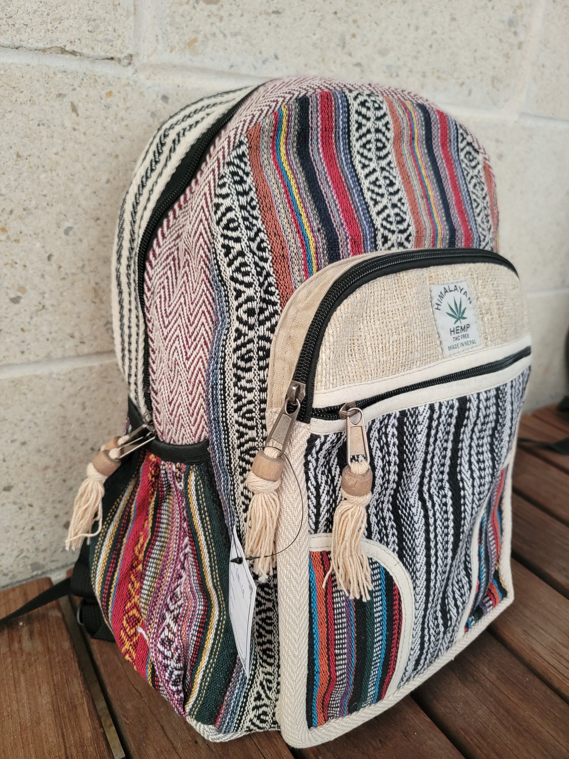 Namaste Natural Hemp Fashionable Nepali Unisex Handmade Organic Vegan Eco-Friendly Backpack.