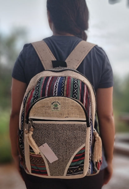 Namaste Natural Hemp Fashionable Nepali Unisex Handmade Organic Vegan Eco-Friendly Backpack.
