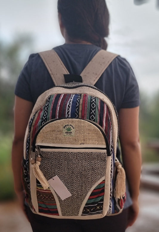 Namaste Natural Hemp Fashionable Nepali Unisex Handmade Organic Vegan Eco-Friendly Backpack.