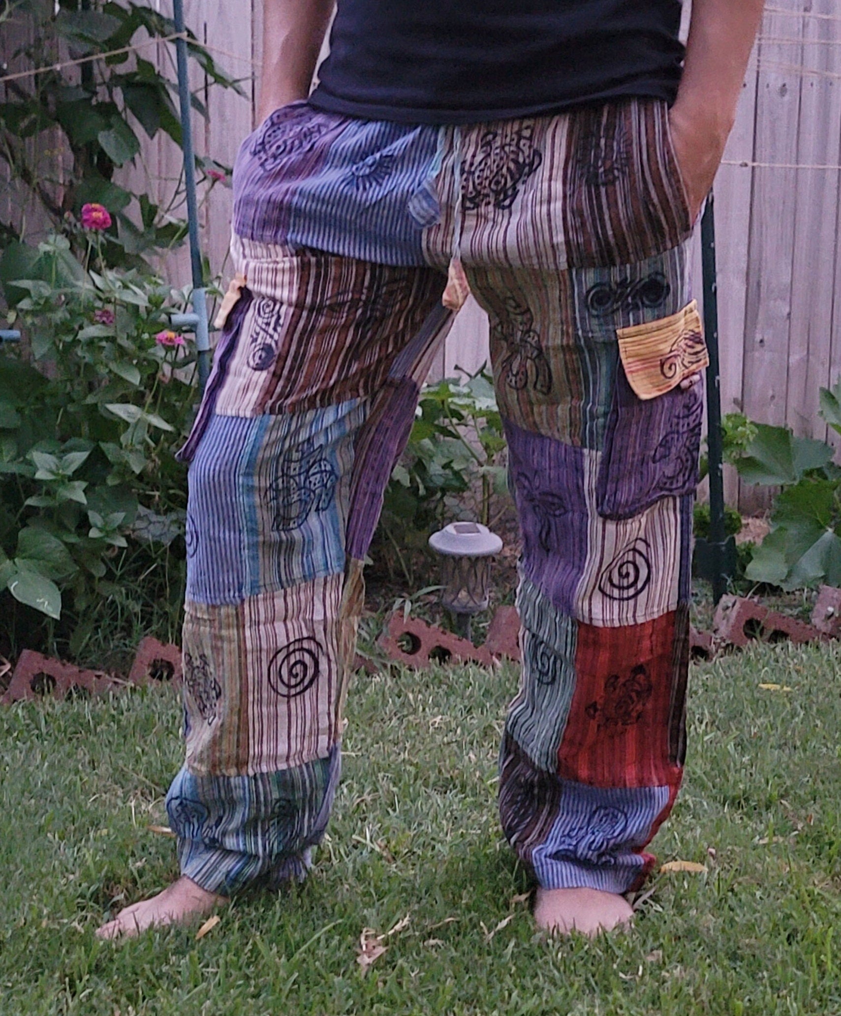 Namaste Fashionable Unisex Multicolor Handmade Hippie Patchwork Colorful Cotton Nepalese Trouser.