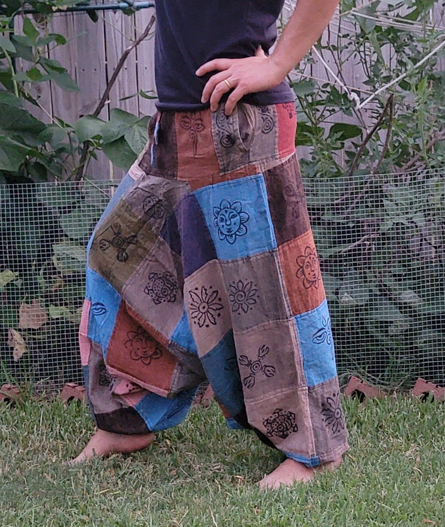 Namaste Fashionable Unisex Multicolor Handmade Unique Prints Stitched Hippie Trunked Cotton Afghan Durable Funky Fine Cotton Trouser