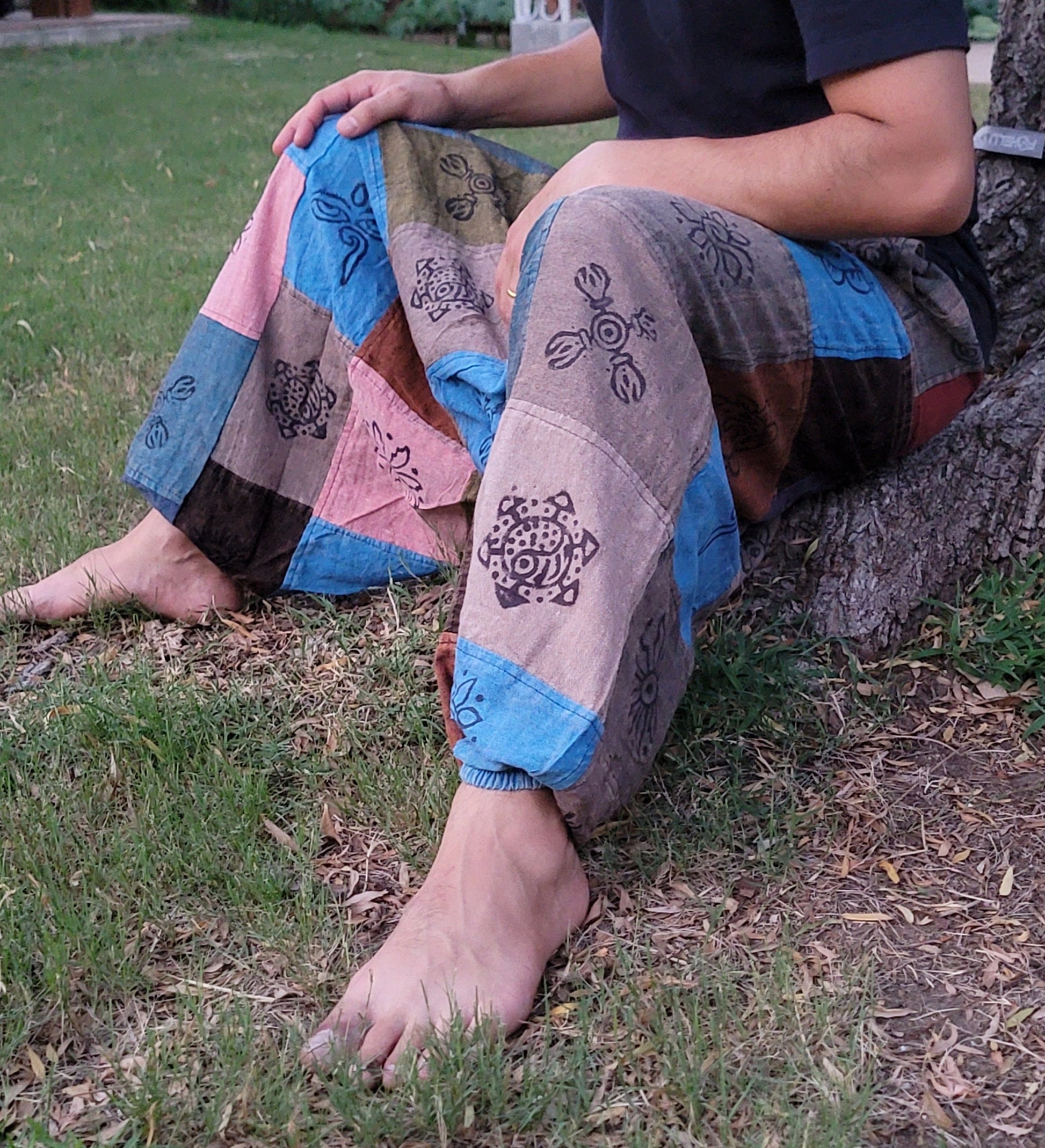 Namaste Fashionable Unisex Multicolor Handmade Unique Prints Stitched Hippie Trunked Cotton Afghan Durable Funky Fine Cotton Trouser