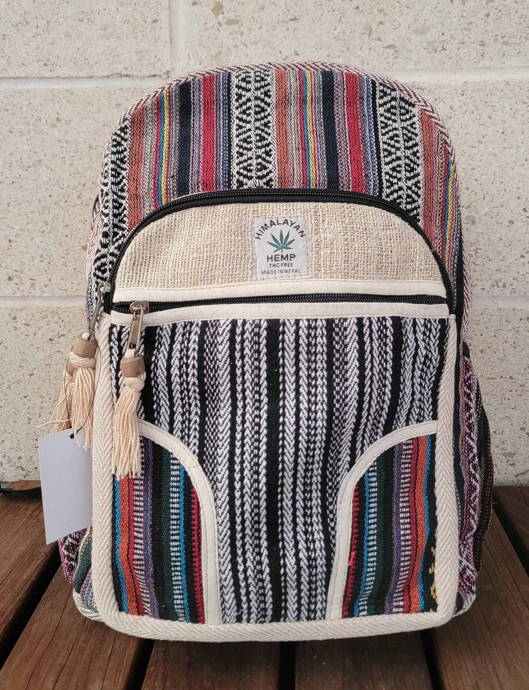Namaste Natural Hemp Fashionable Nepali Unisex Handmade Organic Vegan Eco-Friendly Backpack.