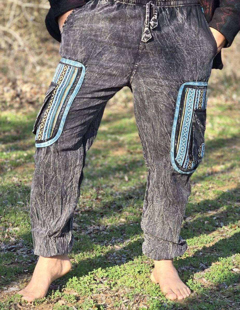 Namaste Fashionable Unisex Multicolor Handmade Hippie Brown Non Acidic Stonewashed Dyed Cotton Comfy Nepalese Harem Pants Yoga Trouser