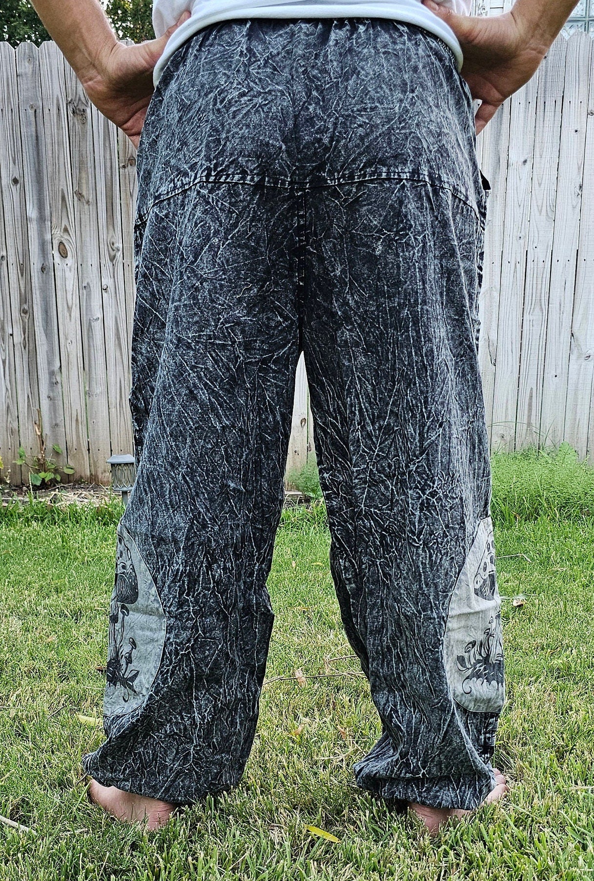 Namaste Mushroom Print Stonewashed Fashionable Unisex Multicolor Handmade Colorful Cotton Nepalese Trouser Pant