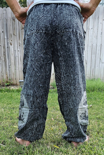 Namaste Mushroom Print Stonewashed Fashionable Unisex Multicolor Handmade Colorful Cotton Nepalese Trouser Pant