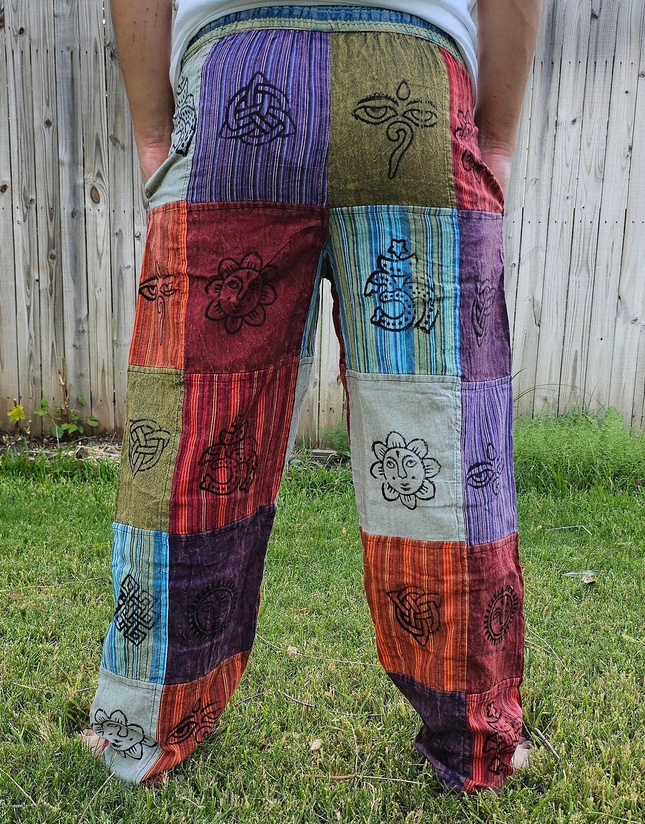 Namaste Fashionable Unisex Multicolor Handmade Hippie Patchwork Colorful Cotton Nepalese Trouser.