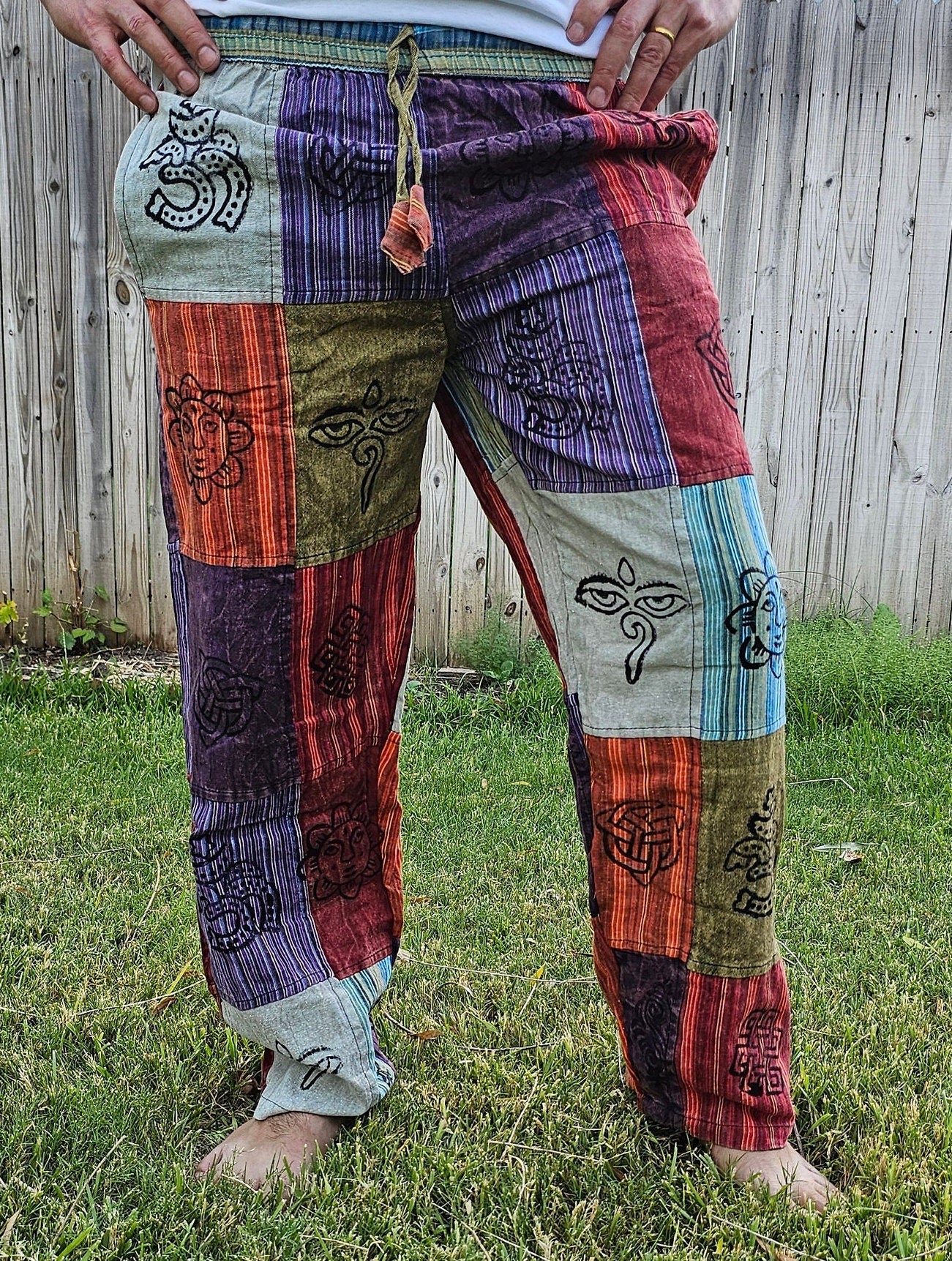 Namaste Fashionable Unisex Multicolor Handmade Hippie Patchwork Colorful Cotton Nepalese Trouser.