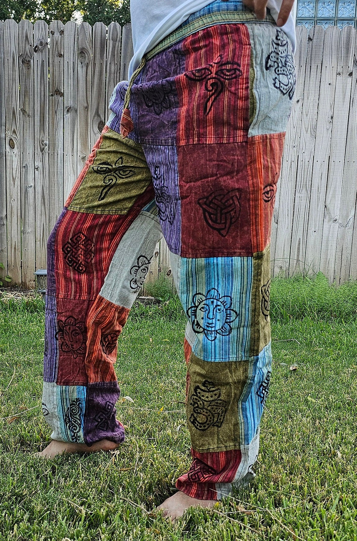 Namaste Fashionable Unisex Multicolor Handmade Hippie Patchwork Colorful Cotton Nepalese Trouser.