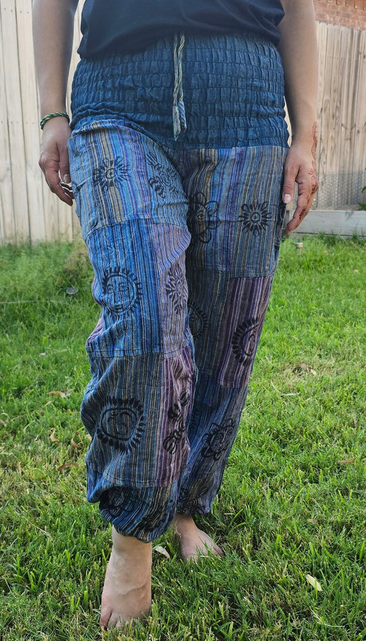 Namaste Fashionable Unisex Multicolor Handmade Hippie Patchwork Print Cotton Boho Comfy Festival Stonewashed Yoga Pants Colorful Trouser