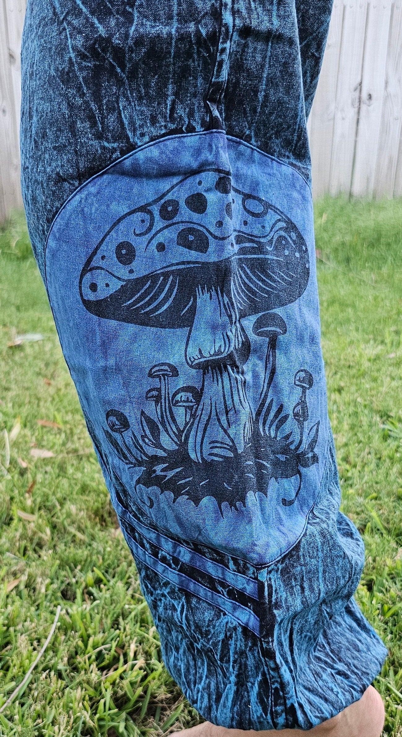 Namaste Mushroom Print Stonewashed Fashionable Unisex Multicolor Handmade Colorful Cotton Nepalese Trouser Pant