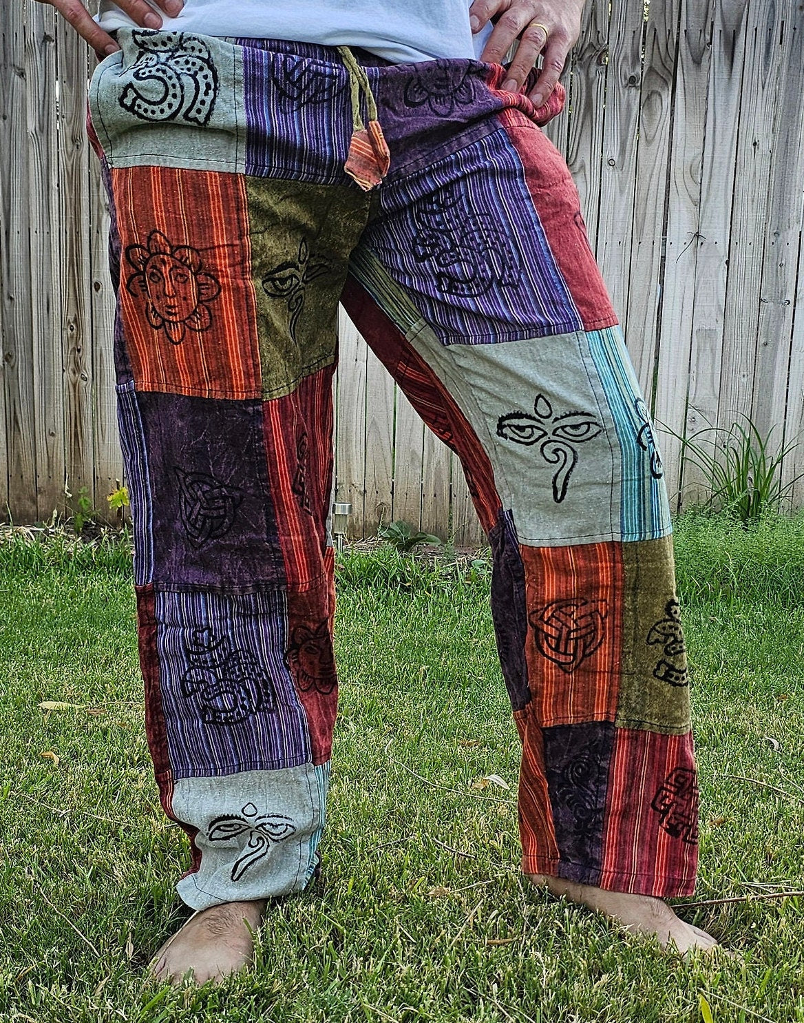 Namaste Fashionable Unisex Multicolor Handmade Hippie Patchwork Colorful Cotton Nepalese Trouser.