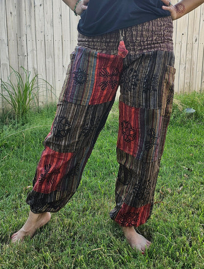 Namaste Fashionable Unisex Multicolor Handmade Hippie Patchwork Print Cotton Boho Comfy Festival Stonewashed Yoga Pants Colorful Trouser