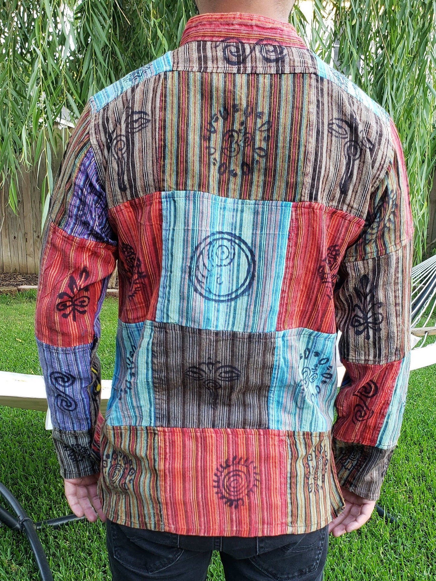 Namaste Holiday Unisex Colorful Handmade Stonewash Patchwork Nepalese Top/Kurta