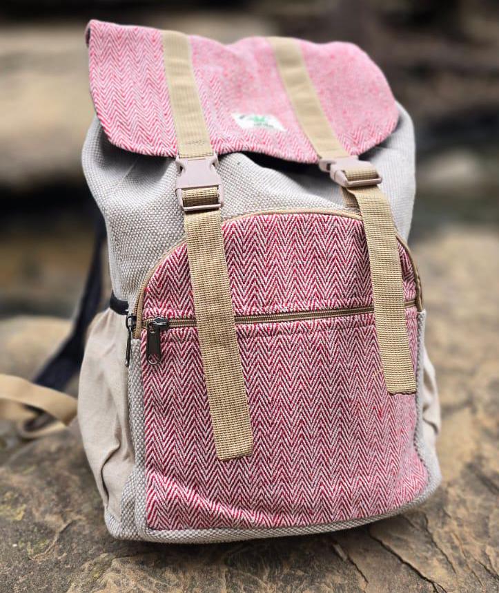 Namaste Fashionable Unisex Multicolor Natural Gheri Handmade Organic Vegan Eco-Friendly Backpack.