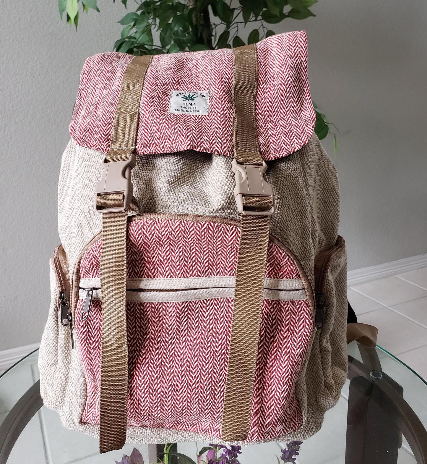 Namaste Fashionable Unisex Multicolor Natural Gheri Handmade Organic Vegan Eco-Friendly Backpack.