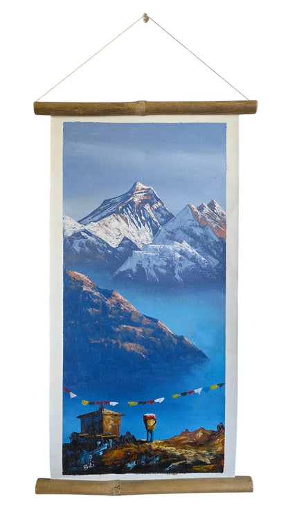 Namaste Handmade Mountain Nepalese Village Authentic Hand-Painted Acrylic Wall hanging Artwork