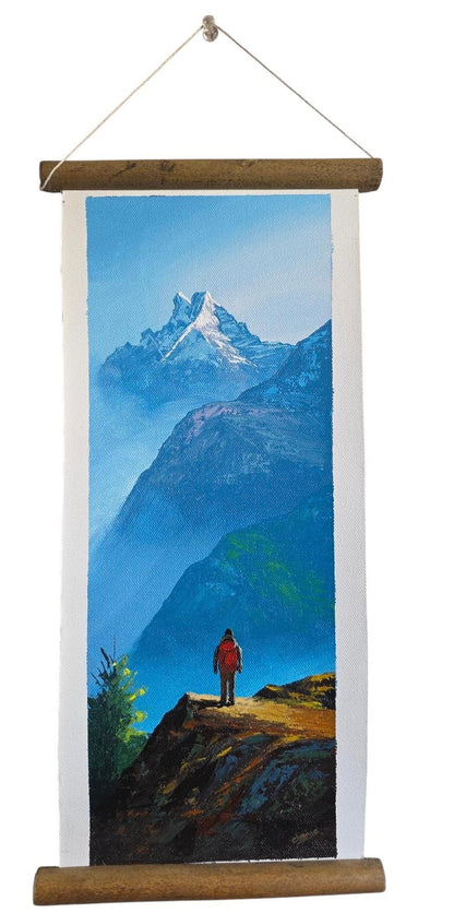 Namaste Handmade Mountain Nepalese Village Authentic Hand-Painted Acrylic Wall hanging Artwork