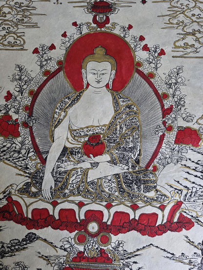 Lokta Prints of Sakyamuni Buddha, Wheels of Life, Kala Chakra, Mandala Art work Wall Hanging Crafts