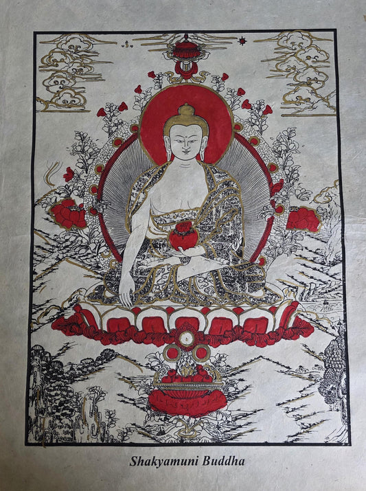 Lokta Prints of Sakyamuni Buddha, Wheels of Life, Kala Chakra, Mandala Art work Wall Hanging Crafts