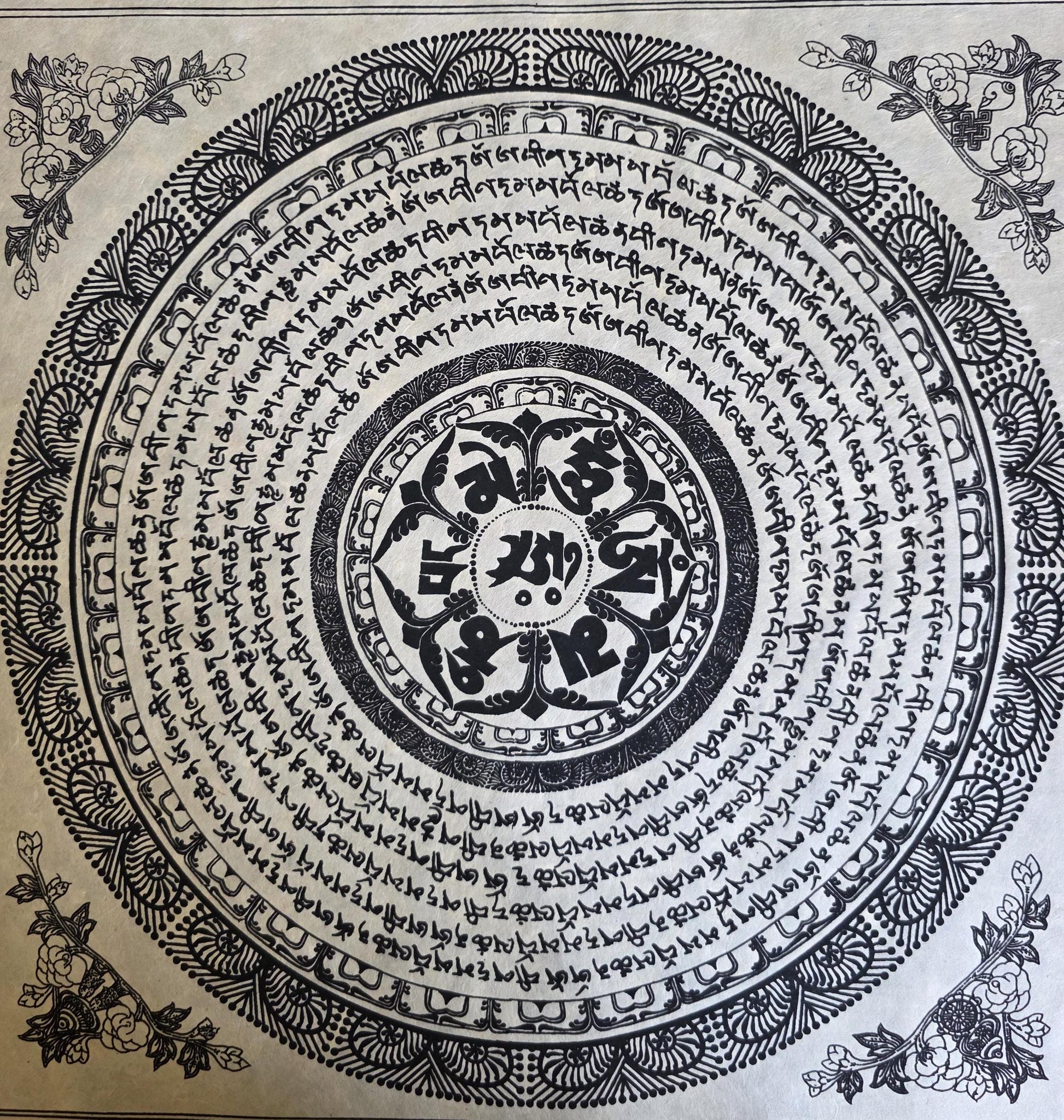 Lokta Prints of Sakyamuni Buddha, Wheels of Life, Kala Chakra, Mandala Art work Wall Hanging Crafts