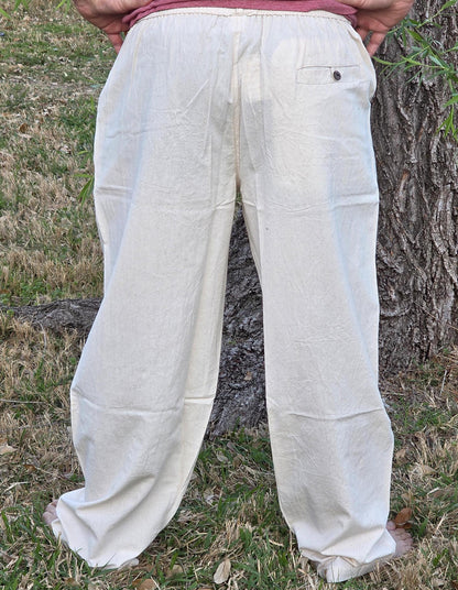Unisex Fine Cotton Handmade Bohemian Comfortable Organic Natural Yoga Casual Plain Pants from Nepal