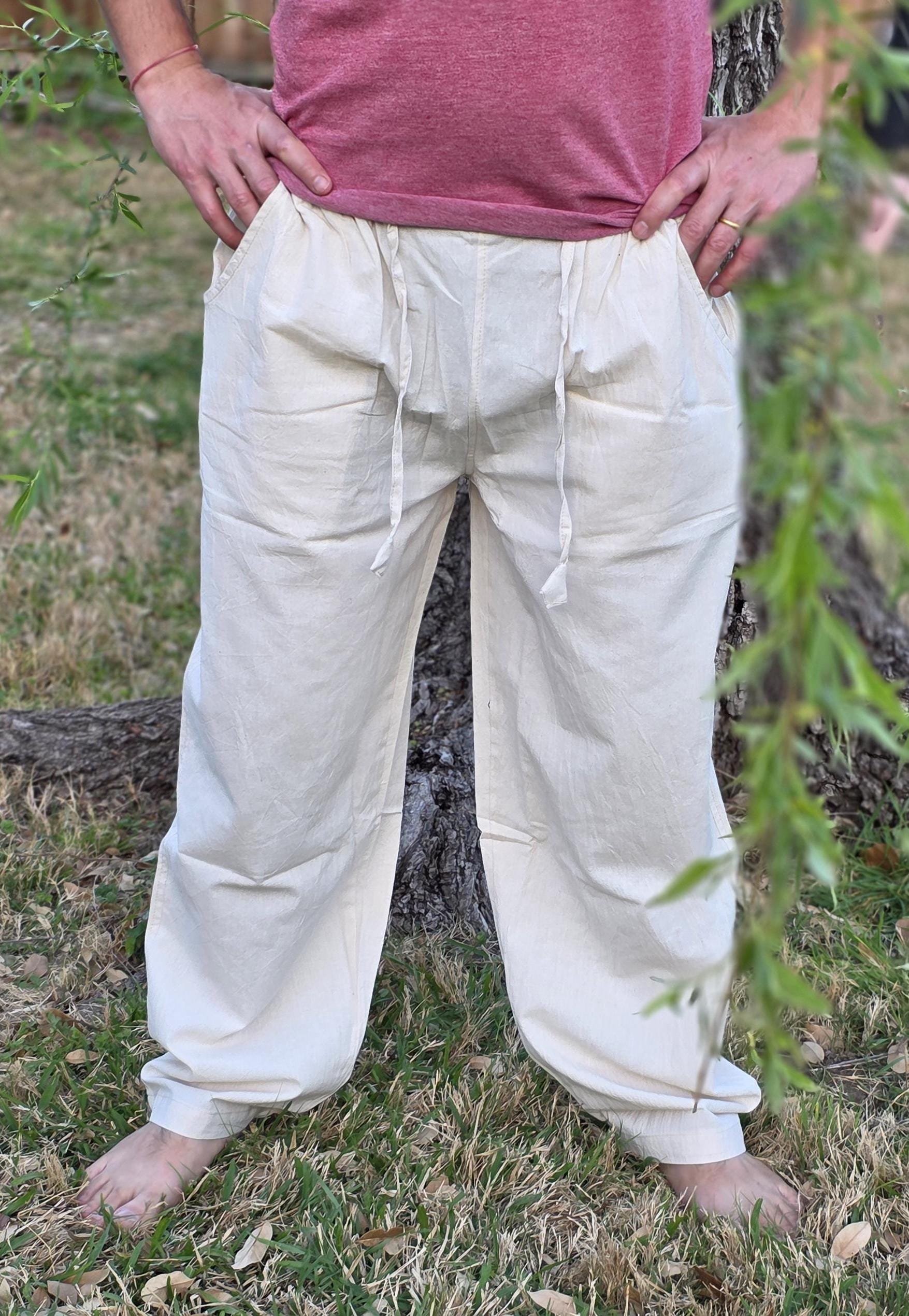 Unisex Fine Cotton Handmade Bohemian Comfortable Organic Natural Yoga Casual Plain Pants from Nepal