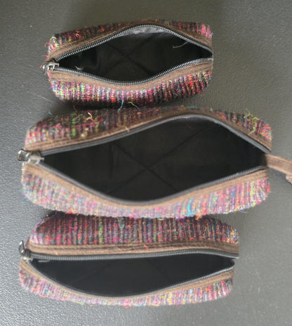 3 Piece Set Toiletry Organic Eco Friendly Handmade Colorful Hippy Pencil Case/Makeup Pouch Bag